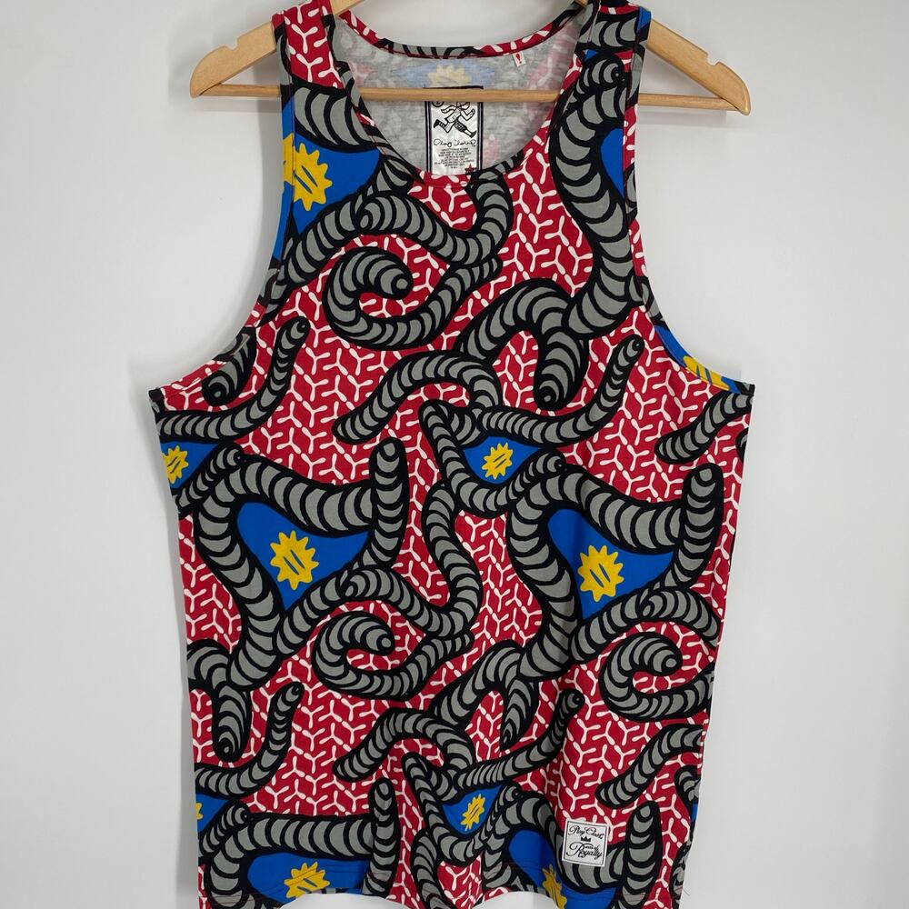 Play Cloths Tank Top Men’s Large 90s Y2K Psychedelic‎ Print Streetwear Colorful
